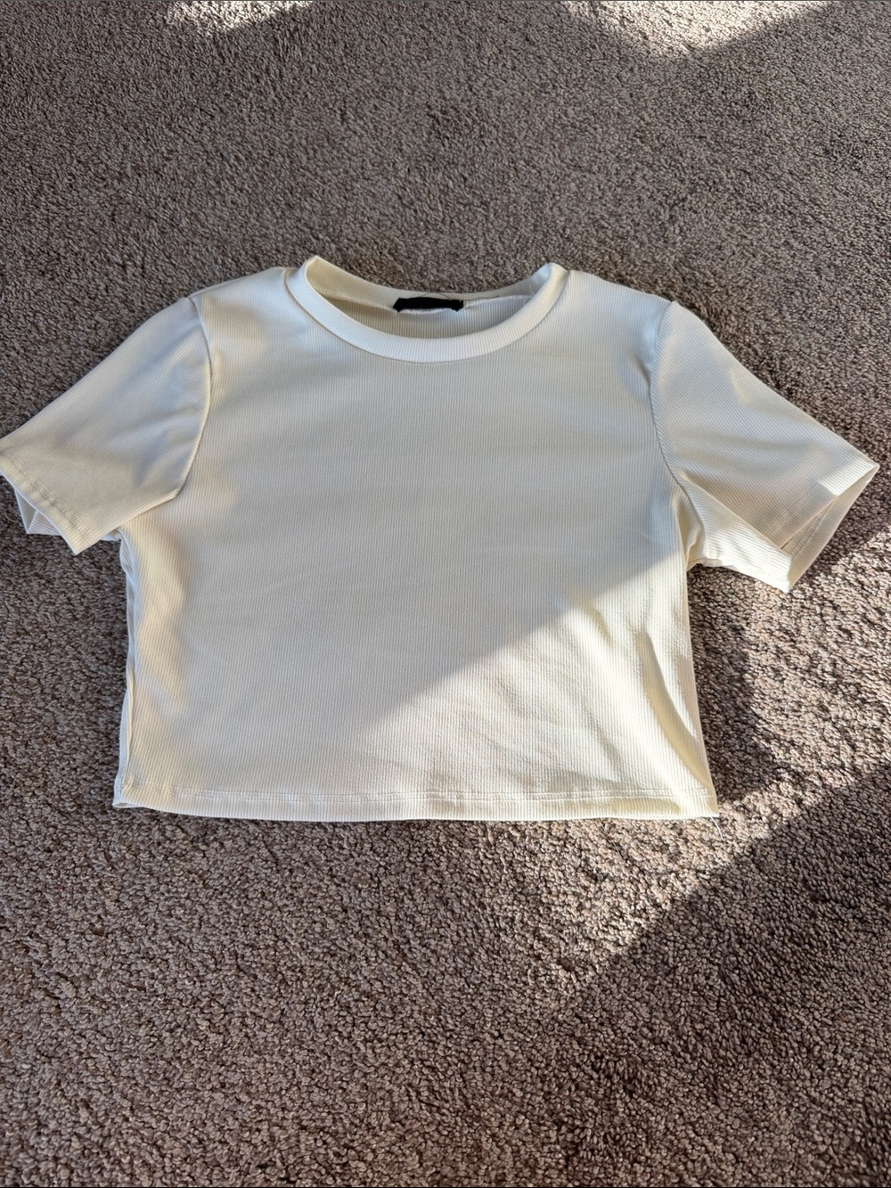 Everyday Ribbed Crop Tee in Cream
